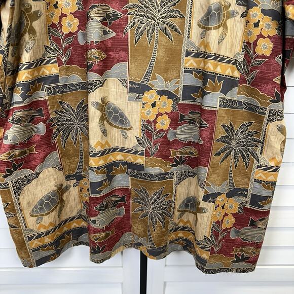 Vtg Tori Richard XL Honolulu Hawaiian Camp Shirt Turtle Fish Button Up Tropical - Picture 8 of 10